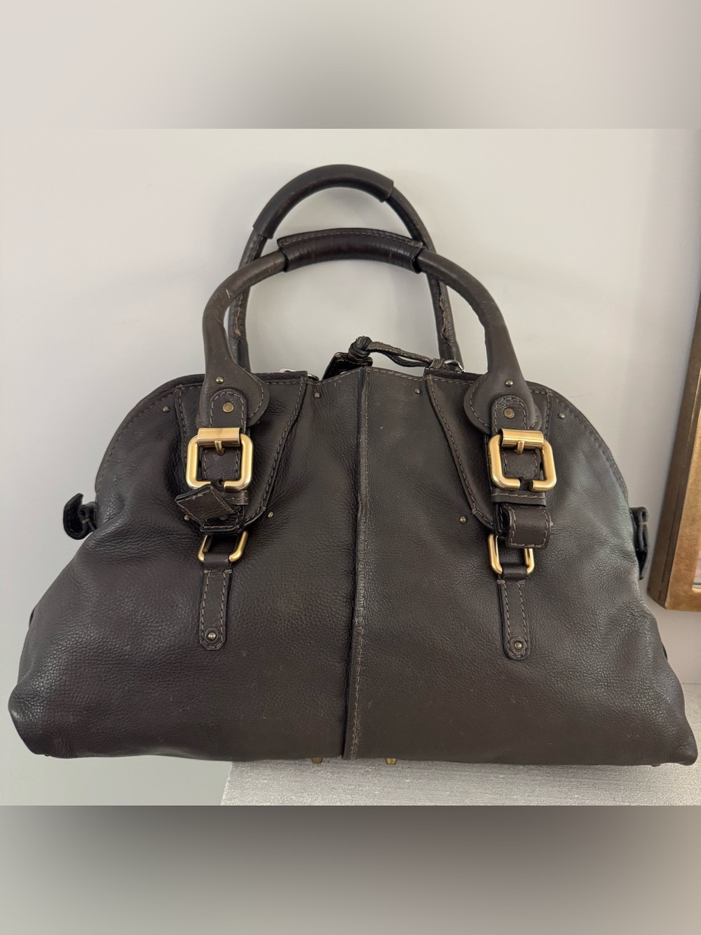CHLOE Paddington Brown Leather Satchel Bag Vintage Large No Lock - Picture 10 of 11